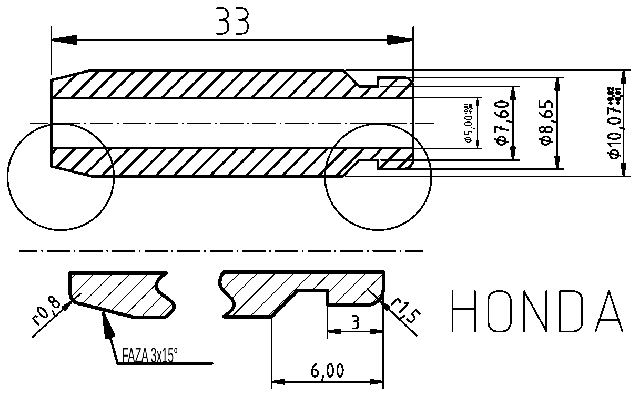 POL-PR-HO08Z Valve guides (5/10.07x33mm), id: 9002 - 2/2