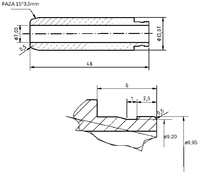 POL-PR-RN23 Valve guides (7/13.07x48mm), id: 5354 - 2/2