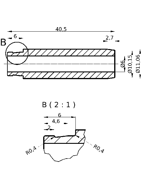 POL-PR-RN09 Valve guides (6/11.06x40.50mm), id: 1096 - 2/2
