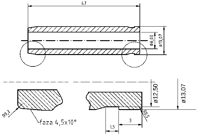 POL-PR-MI06 Valve guides (8/13.07x47mm), id: 7928 - 2/2