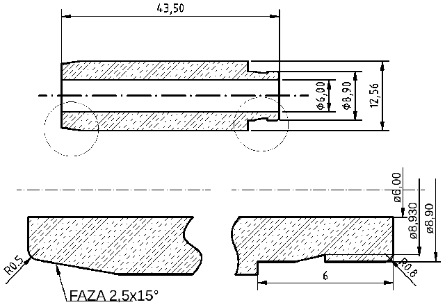 POL-PR-BM17M Valve guides (6/12.56x43.5mm), id: 1105 - 2/2