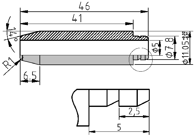 POL-PR-KTM02Z Prowadnice zaworowe (5/11.05x46mm), id: 11969 - 2/2