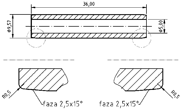 POL-PR-FO07M Valve guides (5/9.57x36mm), id: 7909 - 2/2