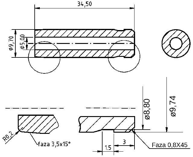 POL-PR-TO05Z Valve guides (5/9.74x34.50mm), id: 8945 - 2/2
