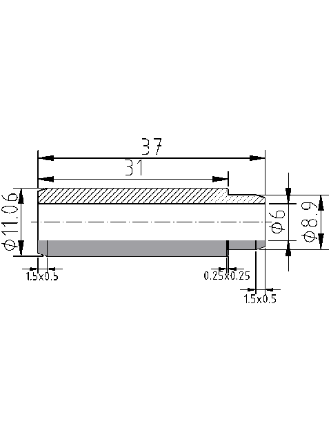 POL-PR-KI03 Valve guides (6/11.06x37mm), id: 8166 - 2/2