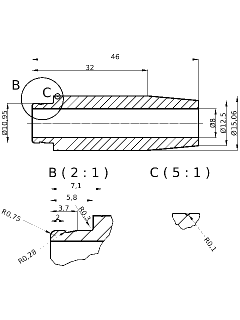 POL-PR-MU01 Valve guides (8/15.06x50mm), id: 8107 - 2/2