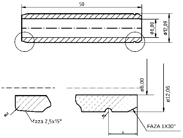 POL-PR-OP03A Valve guides (8/12.09x50mm), id: 8194 - 2/2