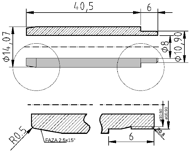 POL-PR-PL09 Valve guides (8/14.07x46.50mm), id: 8064 - 2/2