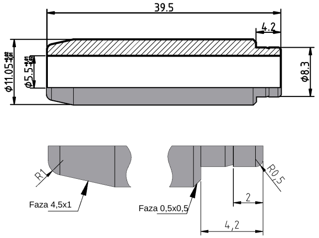 POL-PR-KM07 Valve guides (5.5/11.05x39.5mm), id: 11662 - 2/2