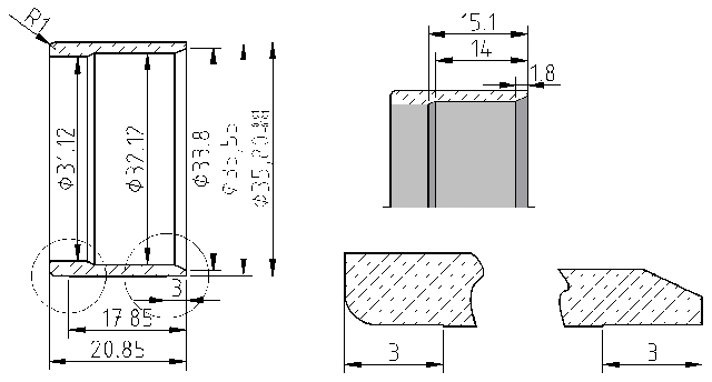 POL-TP-VW02 Repair sleeves (35.80/32.12x20.86mm), id: 3318 - 2/2