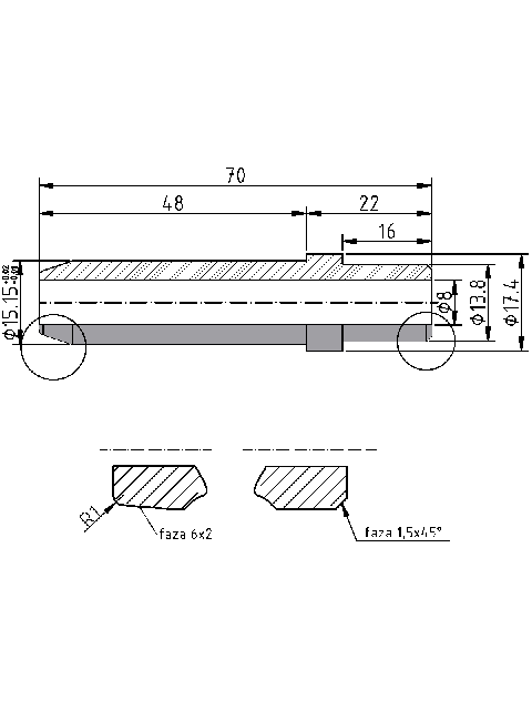POL-PR-UR01 Valve guides (8/15.15x70mm), id: 1055 - 2/2