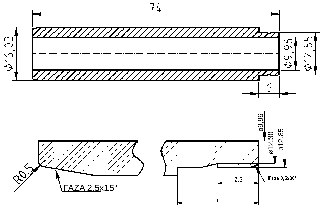 POL-PR-DF01 Valve guides (10/16.03x74.00mm), id: 11122 - 2/2