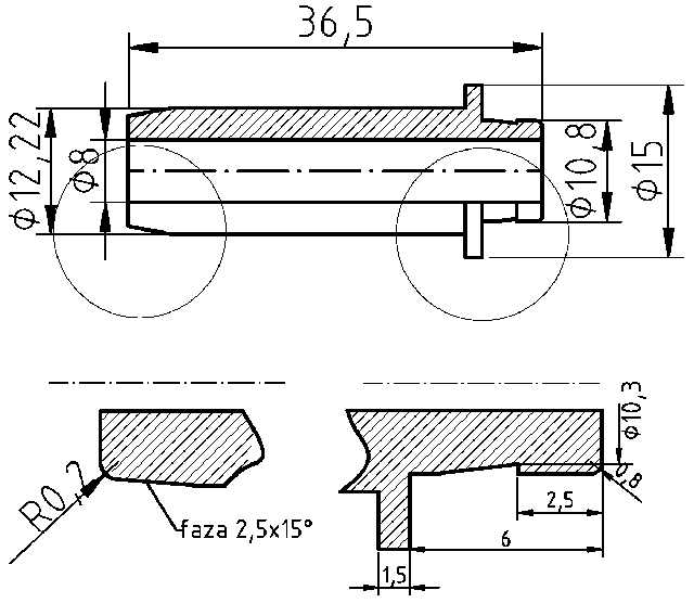 POL-PR-VW23M Valve guides (8/12.22x36.50mm), id: 1134 - 2/2