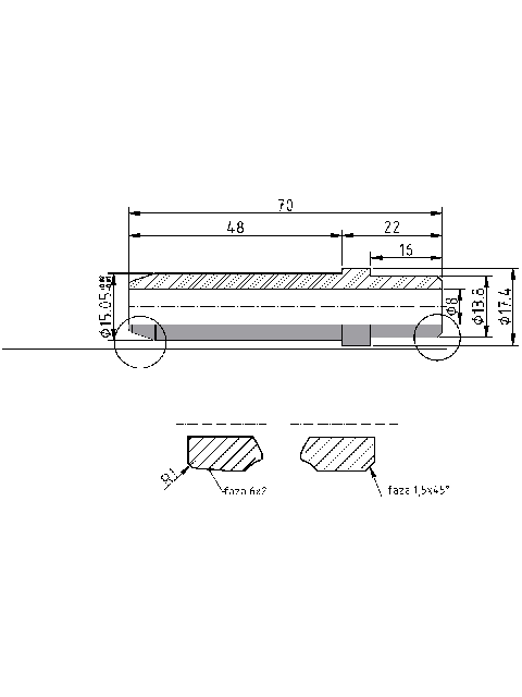POL-PR-UR02 Valve guides (8/15.05x70mm), id: 11178 - 2/2