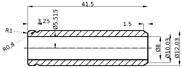 POL-PR-OP10 Prowadnice zaworowe (8/12.03x41.50mm), id: 7960 - 2/2