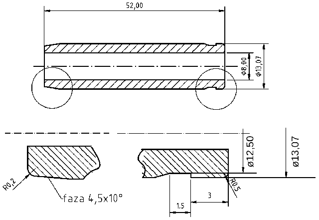 POL-PR-MI07 Valve guides (8/13.07x52mm), id: 9142 - 2/2