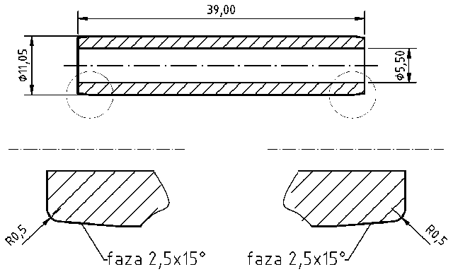 POL-PR-FO05 Valve guides (5.5/11.05x39mm), id: 8706 - 2/2