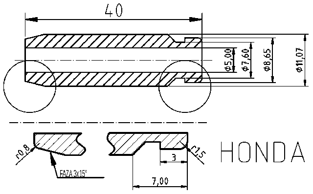 POL-PR-HO03Z Valve guides (5/11.08x40mm), id: 11343 - 2/2